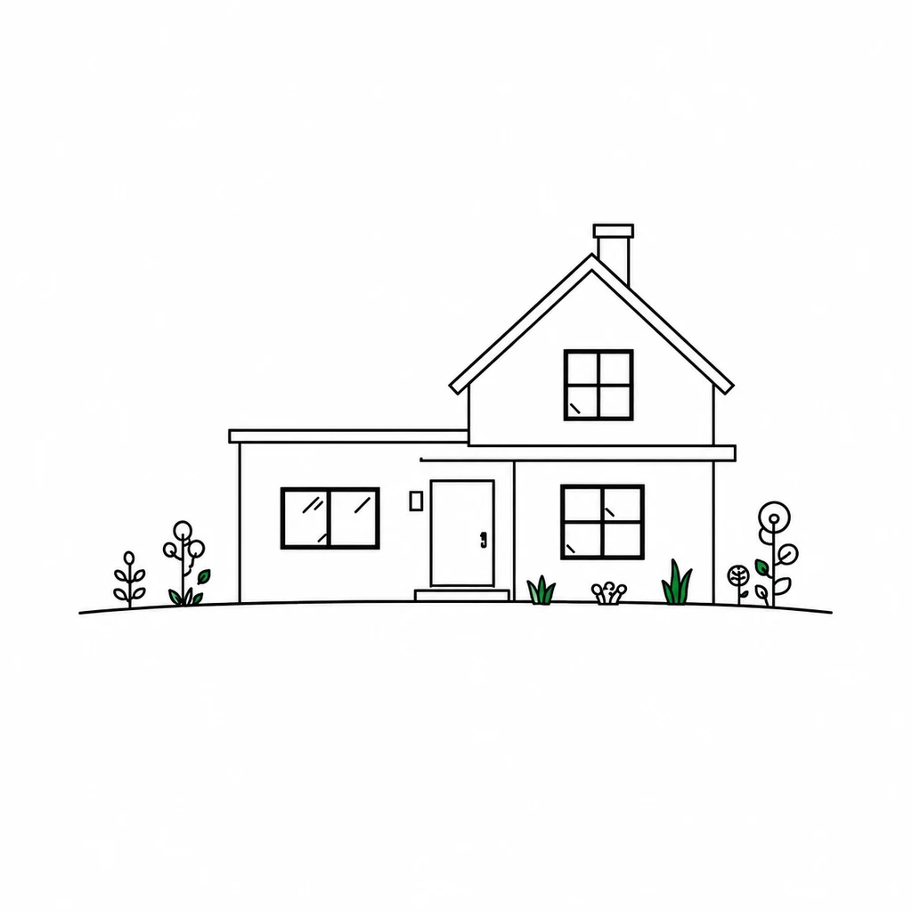 Illustration av hus som värms upp med bergvärme