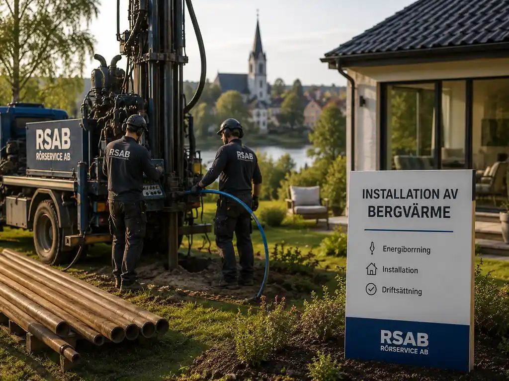 Installation av bergvärme i Charlottenberg med certifierad energiborrning vid villa.
